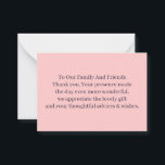 Cartão De Notas Simples Pêssego Personalizado Casamento Obrigado<br><div class="desc">Nosso simples cartões de agradecimentos de casamento Personalizado, a maneira perfeita de expressar sua gratidão aos seus convidados por compartilhar no seu dia especial, feito com estoque de cartão de alta qualidade e apresentando um belo design, este cartão certamente dará uma impressão duradoura. A frente da placa apresenta as palavras...</div>