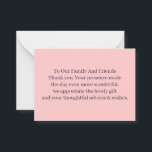 Cartão De Notas Simples Pêssego Personalizado Casamento Obrigado<br><div class="desc">Nosso simples cartões de agradecimentos de casamento Personalizado, a maneira perfeita de expressar sua gratidão aos seus convidados por compartilhar no seu dia especial, feito com estoque de cartão de alta qualidade e apresentando um belo design, este cartão certamente dará uma impressão duradoura. A frente da placa apresenta as palavras...</div>