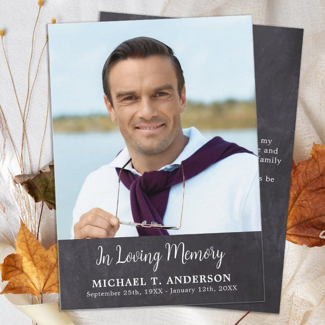 Cartão De Notas Simples Rustic Memorial Photo Funeral Obrigado (Criador carregado)