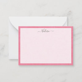 Cartão De Notas Simples Script Personalizado Girly Pink