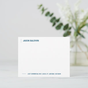 Cartão De Notas Simples Tipografia Minimalista Azul Marinho Modern