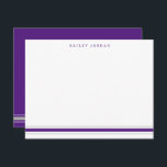 Cartão De Notas Simples Três Listras Cinzas Roxas Papelaria Mascul<br><div class="desc">Este design apresenta 3 faixas na parte inferior da placa e espaço para um nome. Clique no botão personalizar se quiser mover/dimensionar as imagens e continuar a modificar o texto! Variações deste design, cores adicionais, além de coordenar produtos estão disponíveis em nosso compro, zazzle.com/store/doodlelulu. Entre em contato conosco se precisar...</div>