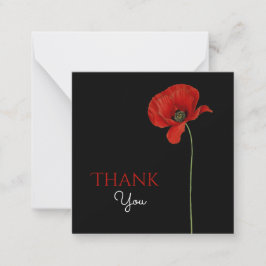 Cartão De Notas Simples vermelhos monogramas a preto Obrigado