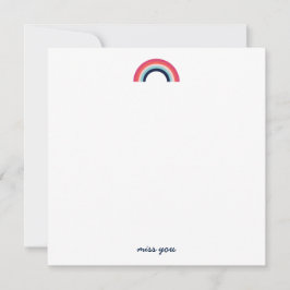 Cartão De Notas Sinto Sua Falta Arco-íris Moderno em Azul