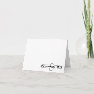 Cartão De Notas Smoke Modern Monogram Notecards