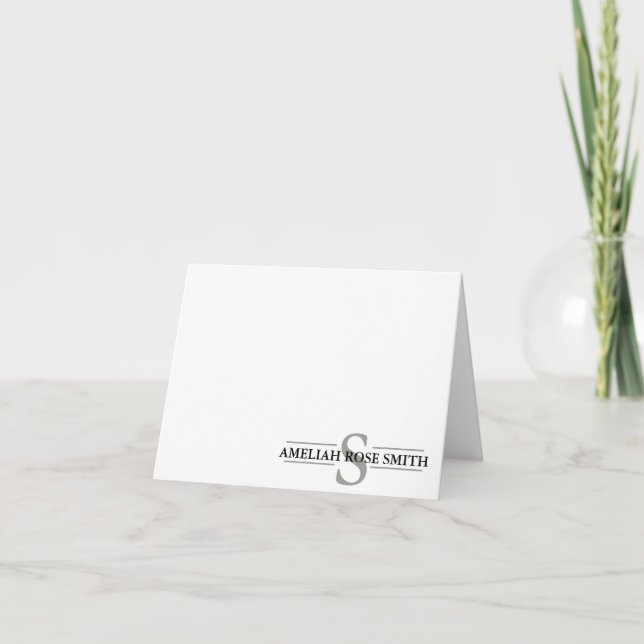 Cartão De Notas Smoke Modern Monogram  Notecards (Frente)