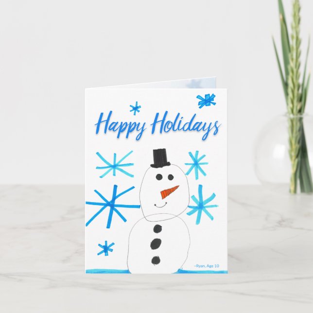 Cartão De Notas Snowman Snowflake Scende por Ryan Holiday Card (Frente)