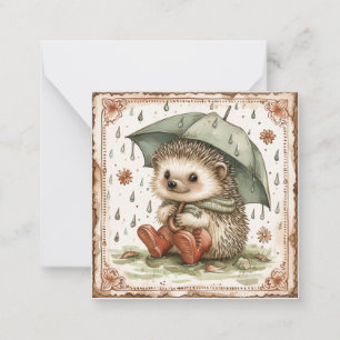 Cartão De Notas Sob o guarda-chuva: Hedgehog Friends Sweet