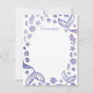 Cartão De Notas Sob o mar Sereia