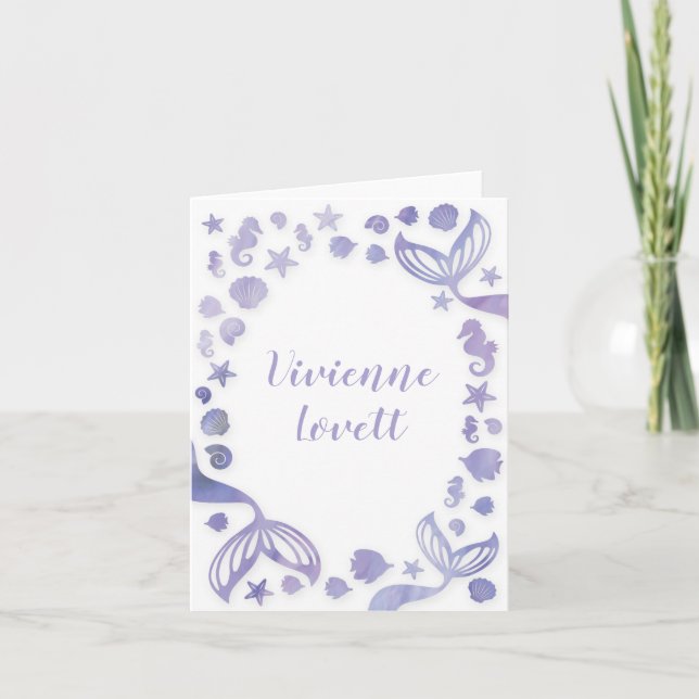 Cartão De Notas Sob o mar Sereia (Frente)