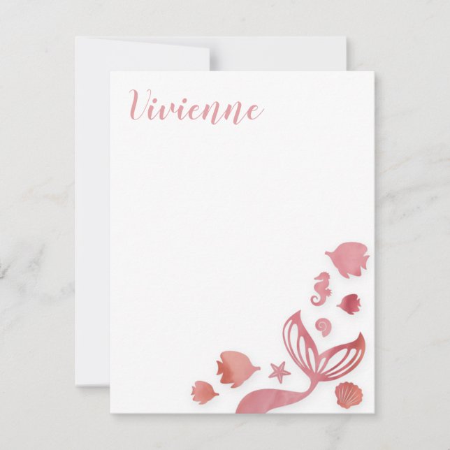 Cartão De Notas Sob o mar Sereia (Frente)