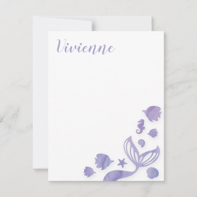 Cartão De Notas Sob o mar Sereia (Frente)