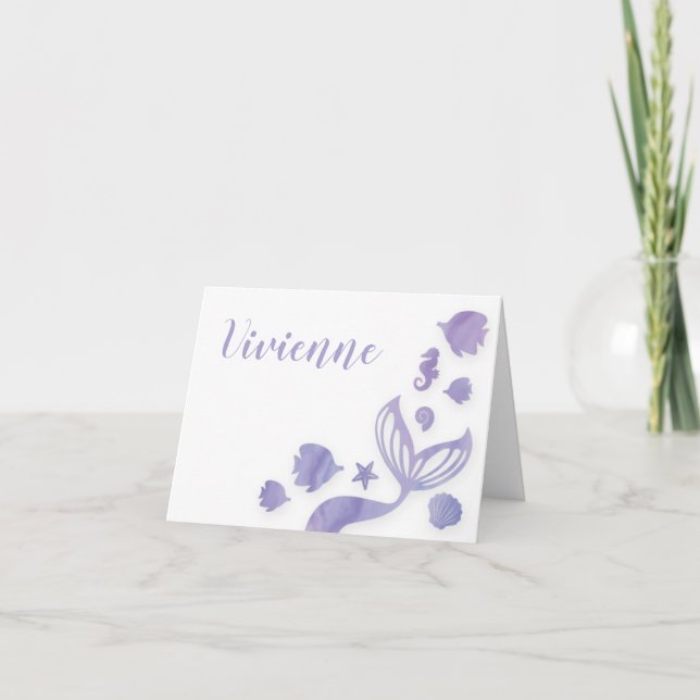 Cartão De Notas Sob o mar Sereia (Frente)