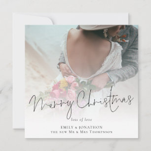 Cartão De Notas Sobreposição de Foto de Recém-Casados Feliz Natal
