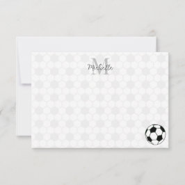 Cartão De Notas Soccer Balls Black and White Personalized Monogram