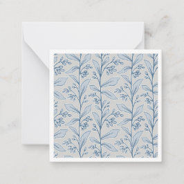 Cartão De Notas Sonho Botânico Suave Arte Floral Azul e Cinza