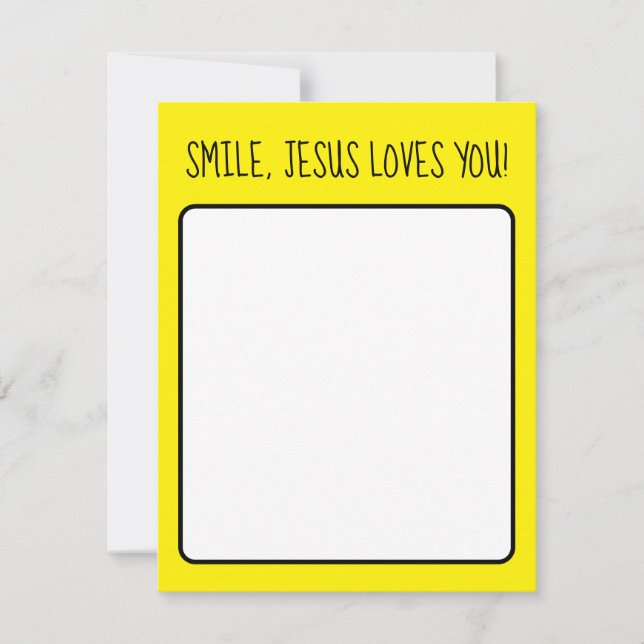 Cartão De Notas Sorria, Jesus Te Ama Amarelo Feliz Sol (Frente)