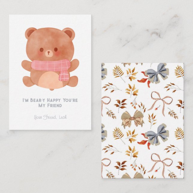 Cartão De Notas Sou Beary Happy, você é meu Namorados de escola am (Frente/Verso)