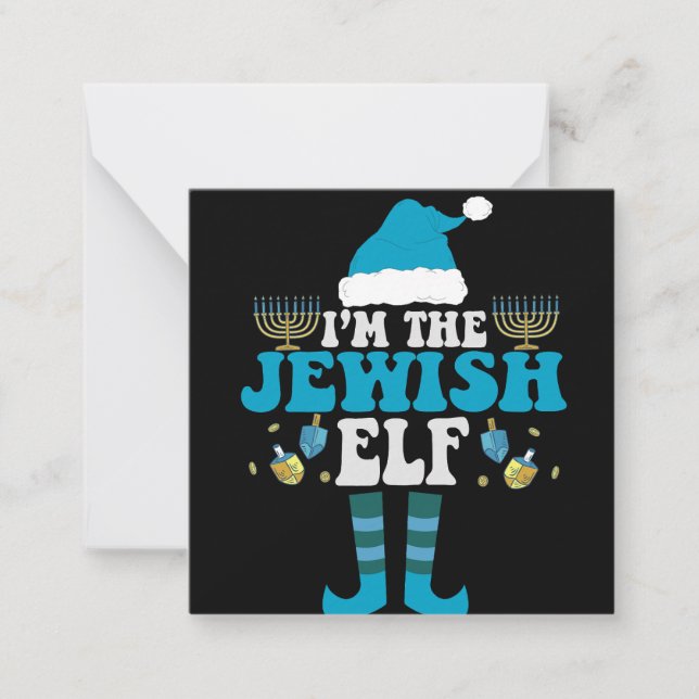 Cartão De Notas Sou o Elf Judeu Engraçado Hanukkah Menorah Gift (Frente)