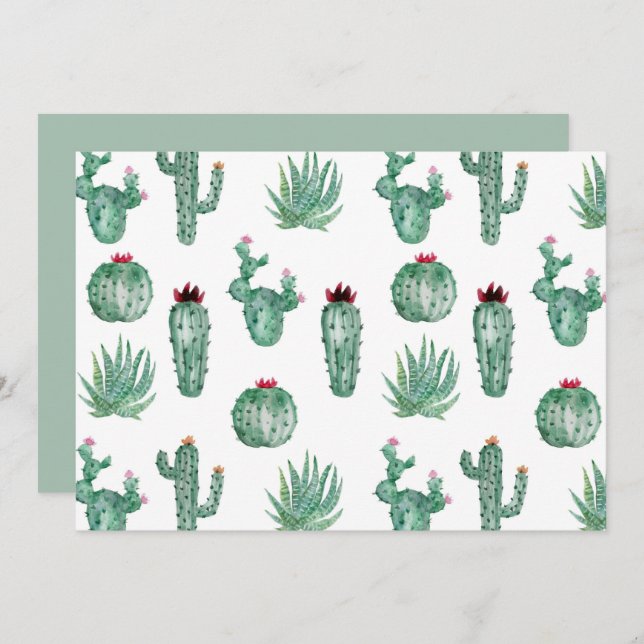 Cartão De Notas Southwest Cactus Botanical Note Card (Frente/Verso)