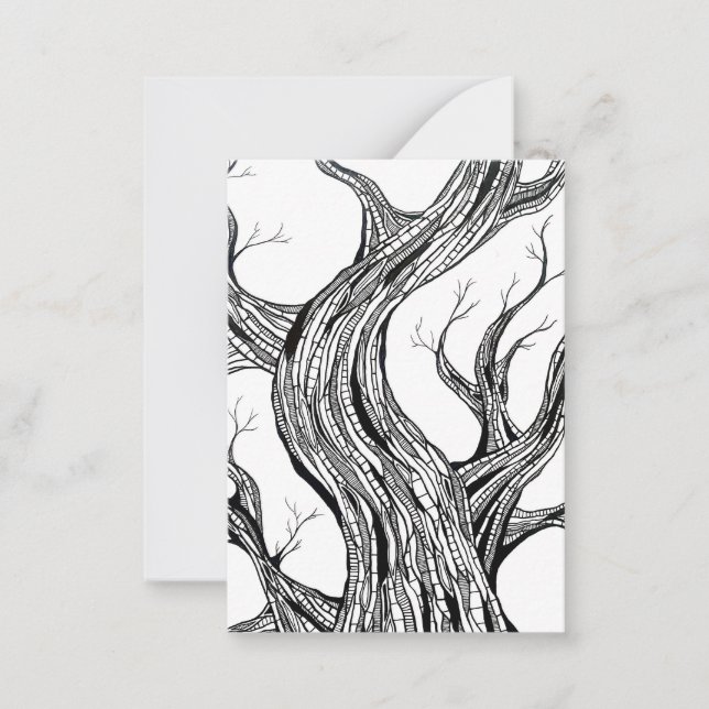Cartão De Notas Spooky Abstract Tree Pen Drawing Art (Frente)
