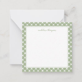 Cartão De Notas Square Basic Gingham Sage Green Border