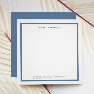 Cartão De Notas Square Professional Dusty Blue Border Stationery