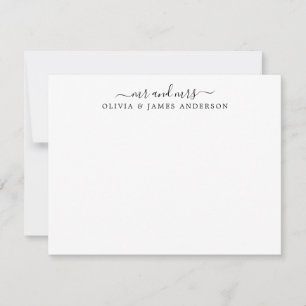 Cartão De Notas Sr. e Sra. Na moda Script Calliografia Newlyweds
