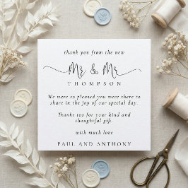 Cartão De Notas Sr Sr Casamento Script Estiloso Obrigado