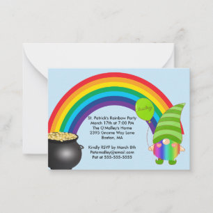 Cartão De Notas St Patricks Rainbow Gnomies LGBT Convidar Pequena 