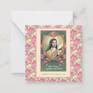 Cartão De Notas St. Therese Religiosa Carmelita Rosas Cor-de-Rosa