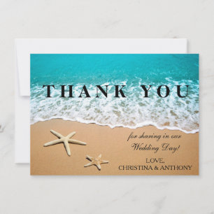 Cartão De Notas Starfish Destination Beach Wedding Obrigado Nota