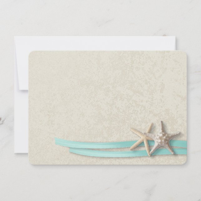 Cartão De Notas Starfish e Ribbon Flat Card Obrigado (Frente)