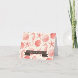 Cartão De Notas Starfish Wedding Personalized Thank You - Coral