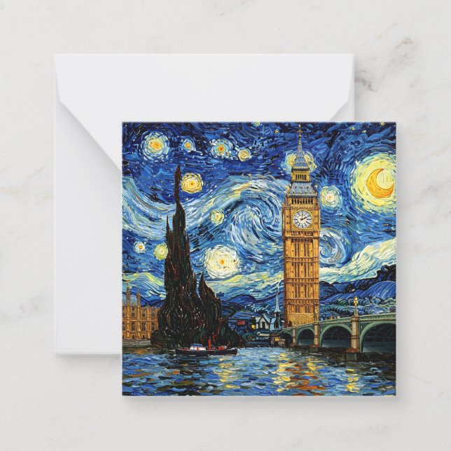 Cartão De Notas Starry Night Big Ben London Inglaterra (Frente)