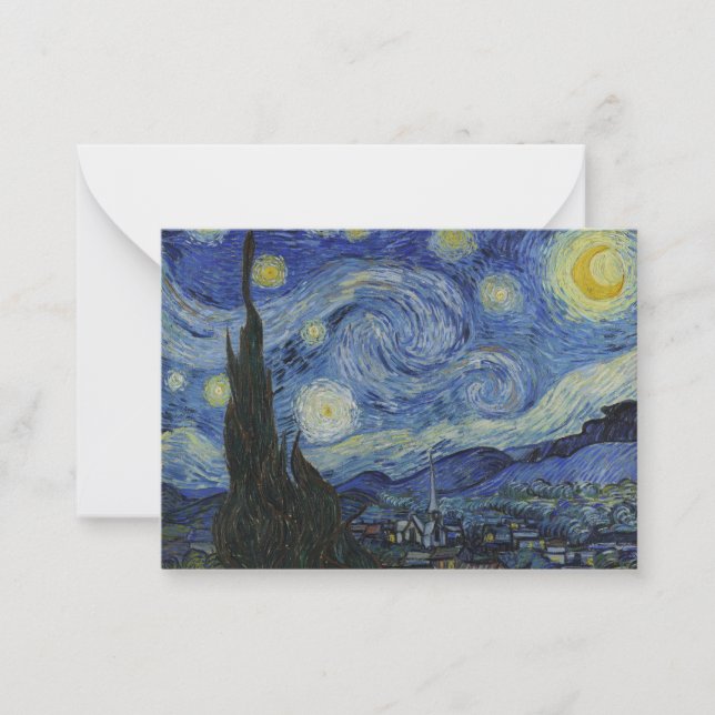 Cartão De Notas "Starry Night" por Van Gogh (Frente)