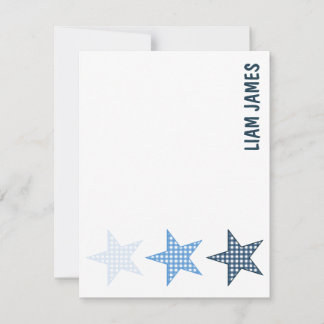Cartão De Notas Stationery Starry Gingham Baby Boy