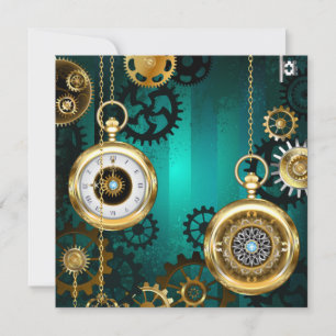 Cartão De Notas Steampunk Jewelry Watch em um fundo verde