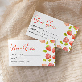 Cartão De Notas Strawberry Adivinha Quantos Chás de fraldas Berry