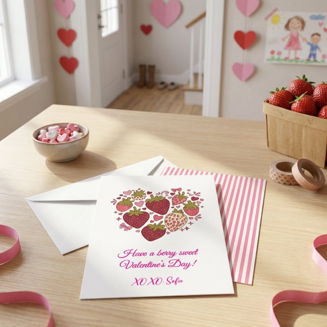 Cartão De Notas Strawberry Sweetheart Valentines Day Card for Kids (Strawberry Sweetheart Valentines Day Card for Kids
)
