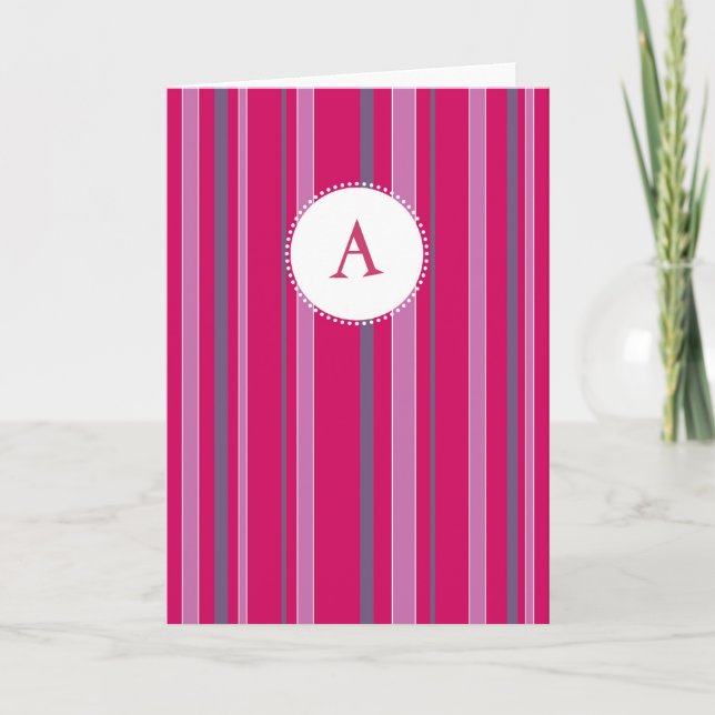 Cartão De Notas Striped Monogram - Fuschia & Purple (Frente)