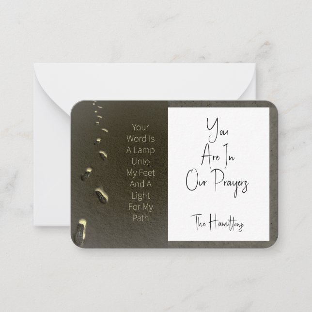 Cartão De Notas Sua Palavra É Uma Lâmpada E Uma Pegada Leve (Frente)