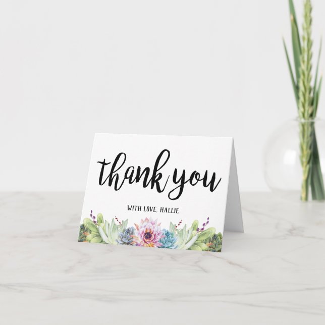 Cartão De Notas Succulent Thank You Card (Frente)