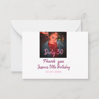 Cartão De Notas Sujo 30 Adição de Apelido de Aniversário pink data