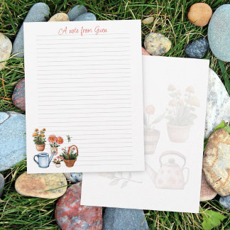 Cartão De Notas Summer Gardening Lined Personal Note Paper