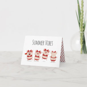 Cartão De Notas Summer Pigs in Bikinis Blank Inside Card