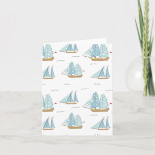 Cartão De Notas Summer Seatime Cute yachts with sail 