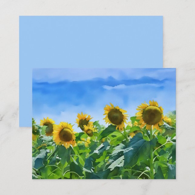 Cartão De Notas Sunflower Floral Art Note Card Set (Frente/Verso)