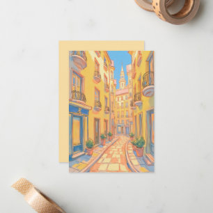 Cartão De Notas Sunny European Street Cozy Architecture Viagem Art