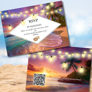 Cartão De Notas Sunset Tropical Beach Código QR Casamento RSVP